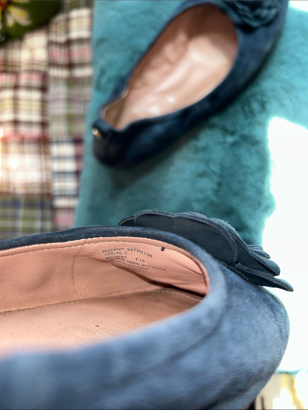 Taryn Rose Navy Suede Floral Ballet Flats - Picture 4 of 4